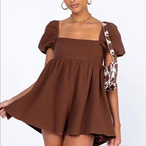 Princess Polly Lorna Romper Brown